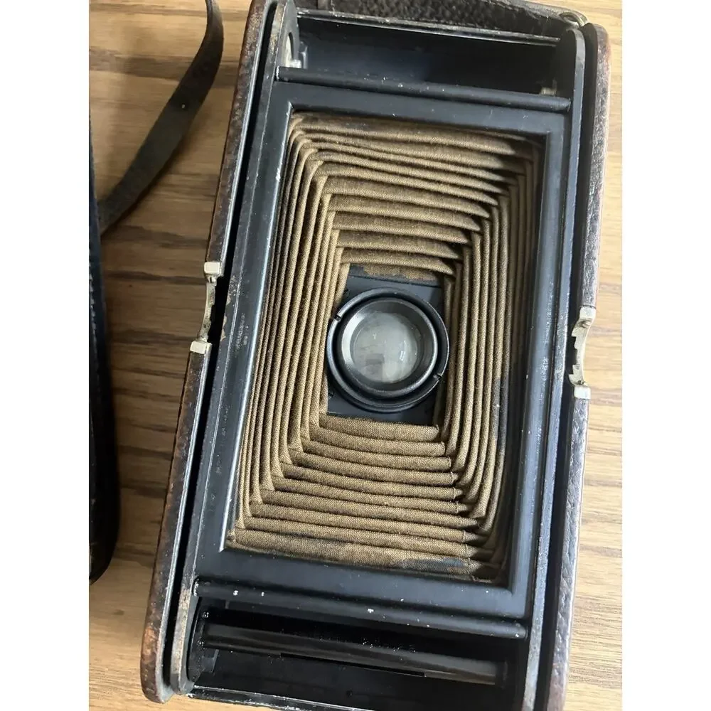 Antique Kodak No. 3A Folding Pocket Camera Model D Red Leather Bellows With Case